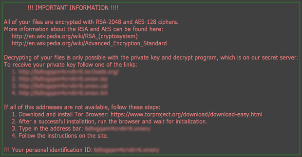BMP editie van Lukitus losgeld notitie die het oorspronkelijke desktop behang vervangt
